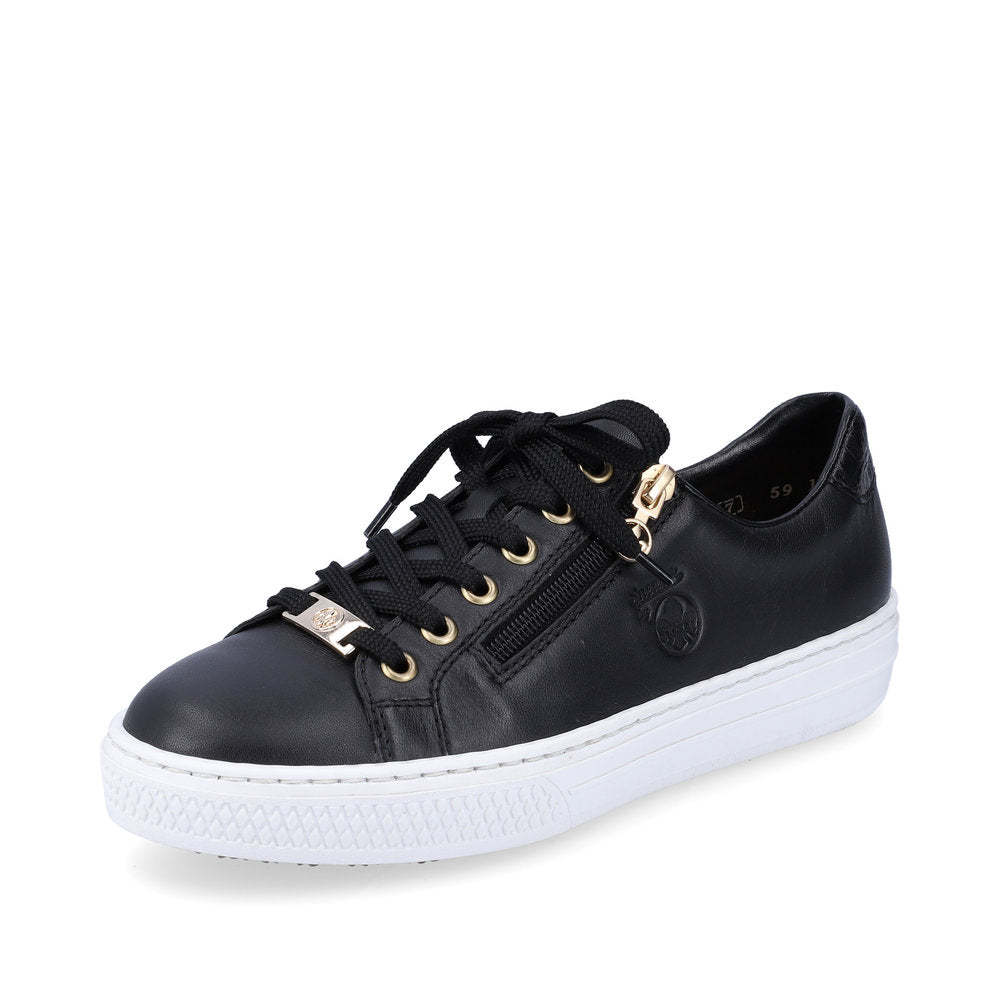 Rieker Women's shoes | Style L59L1 Athletic Lace-up with zip - Black