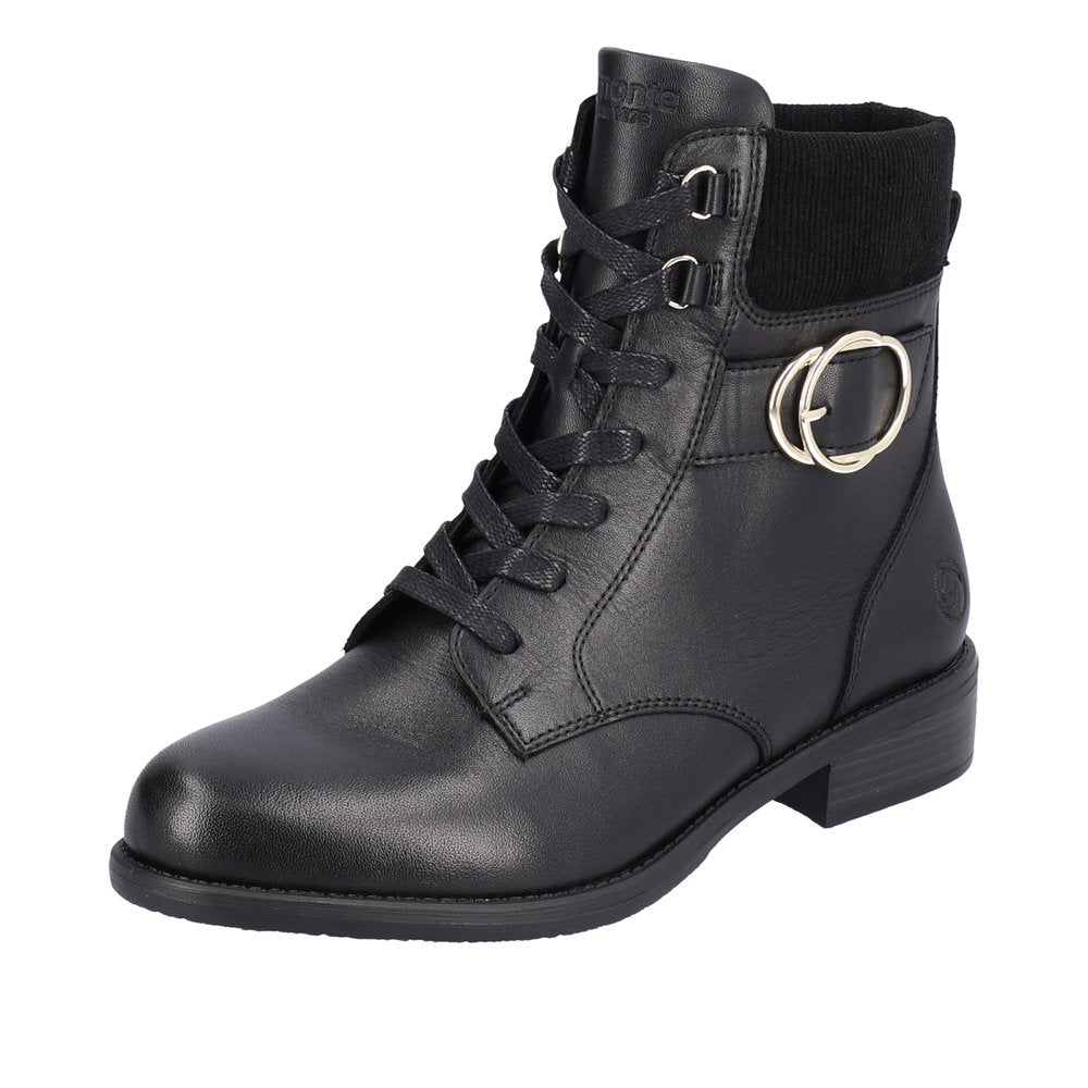 Remonte Leather Women's mid height boots| D0F76 Mid-height Boots - Black