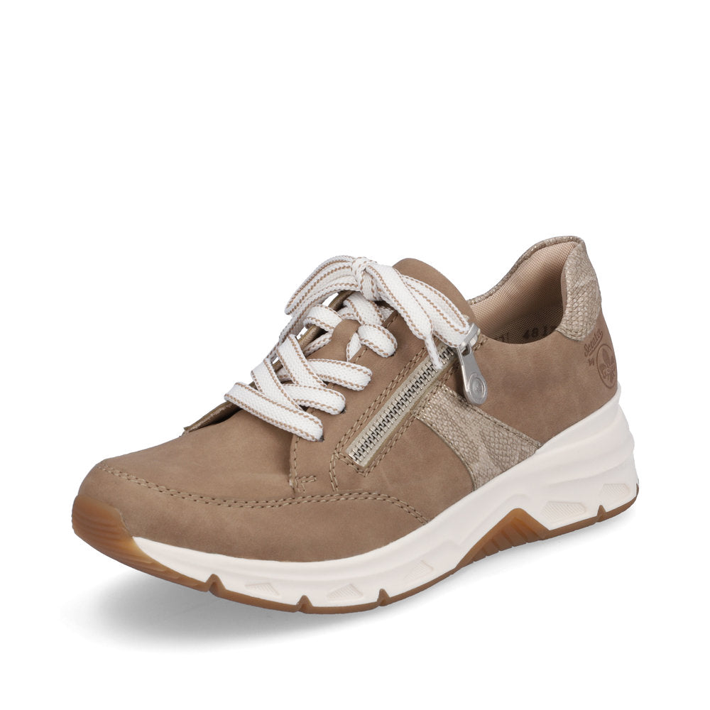 Rieker Women's shoes | Style 48133 Athletic Lace-up with zip - Beige