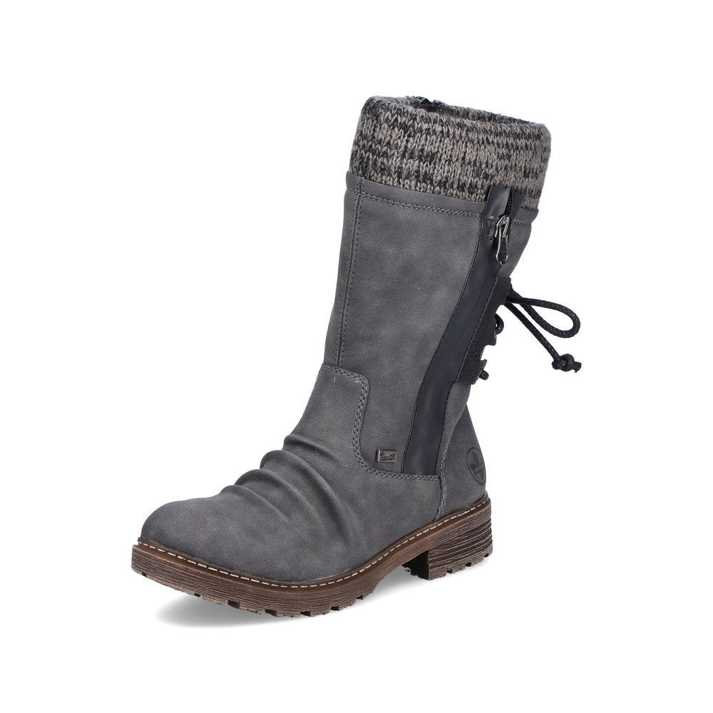 Rieker Synthetic leather Women's Mid height boots| Z4756 Mid-height Boots - Grey