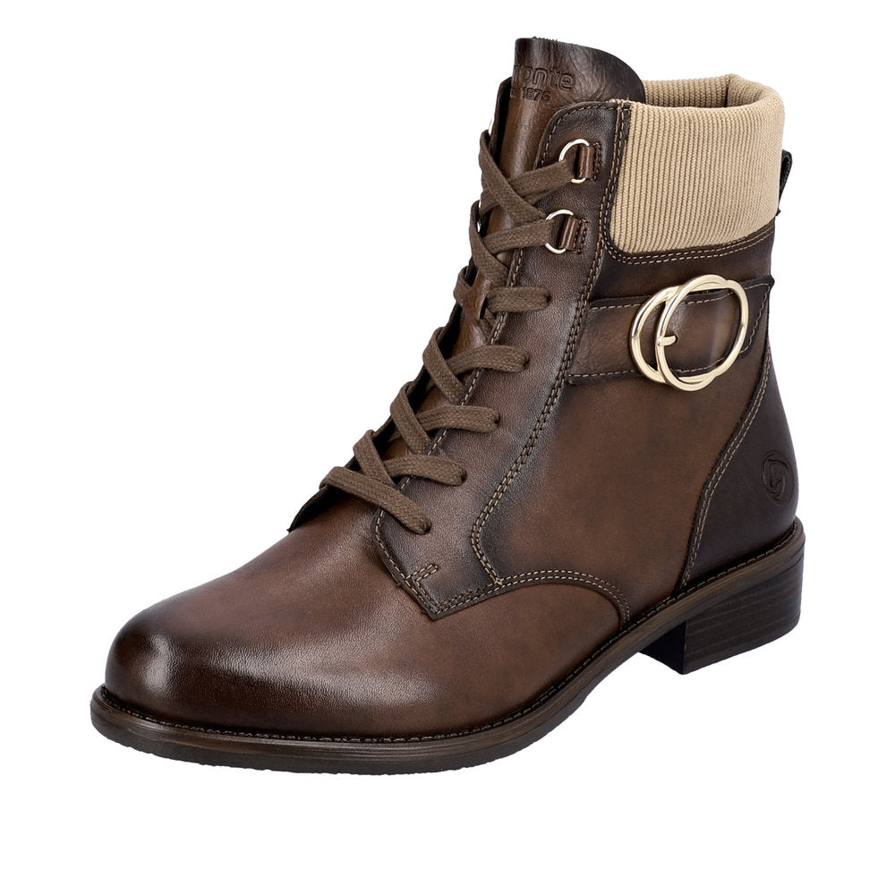 Remonte Leather Women's mid height boots| D0F76 Mid-height Boots - Brown Combination