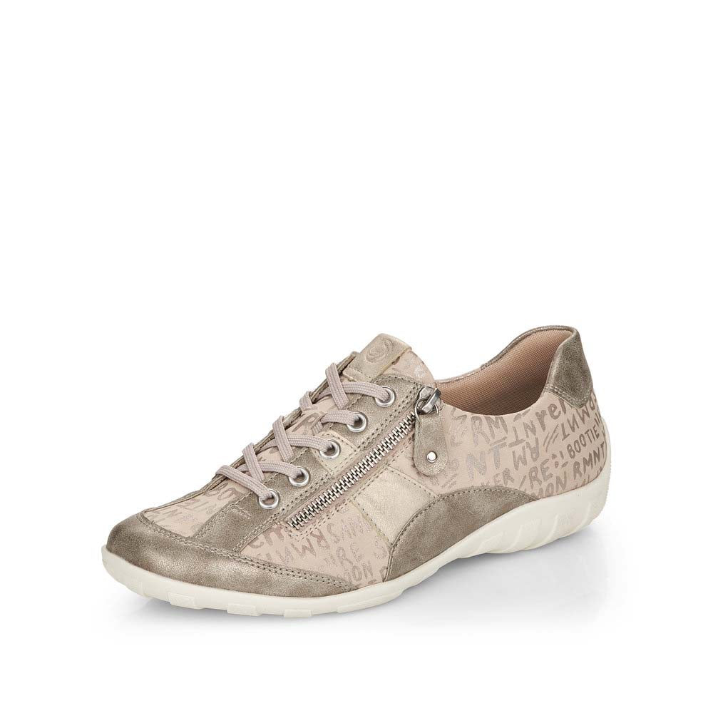 Remonte Women's shoes | Style R3403 Casual Lace-up with zip - Beige Combination