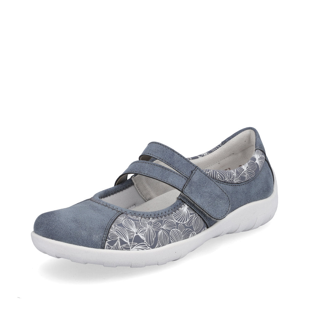Remonte Women's shoes | Style R3510 Casual Ballerina with Strap - Blue Combination