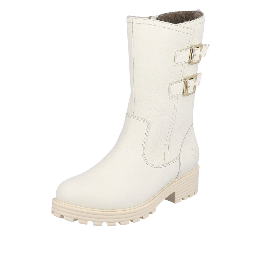Remonte Leather Women's Mid Height Boots| D0W76 Mid-height Boots - White