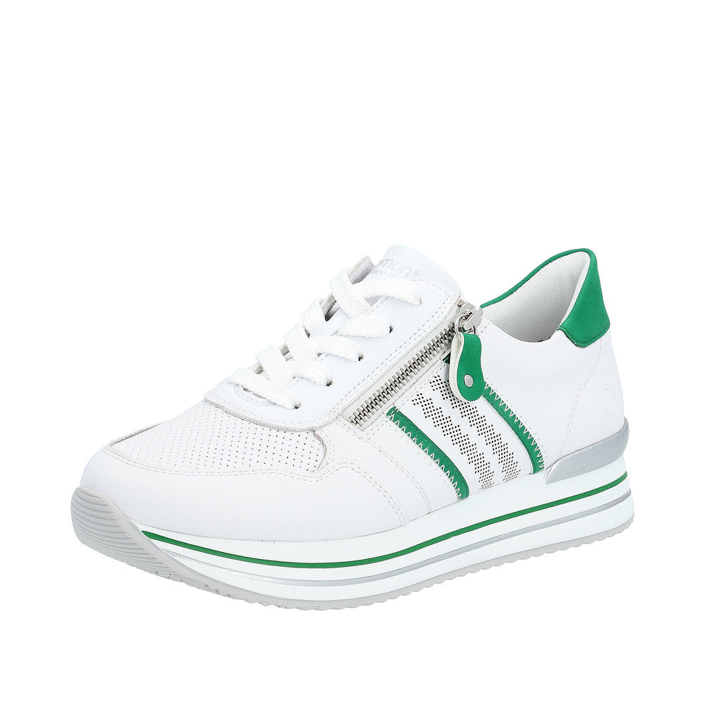 Remonte Women's shoes | Style D1318 Athletic Lace-up with zip - White