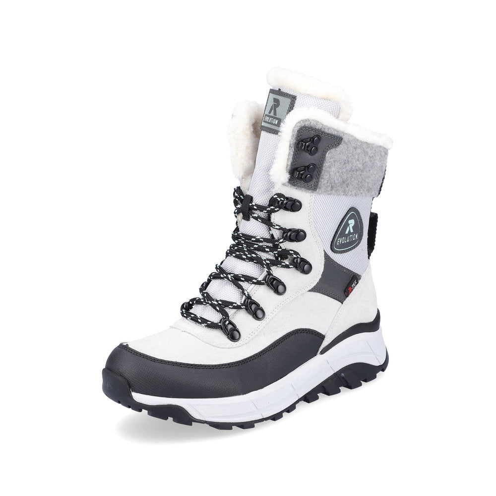 Rieker EVOLUTION Suede Leather Women's Mid Height Boots | W0066 Mid-height Boots - Fiber Grip - White Combination