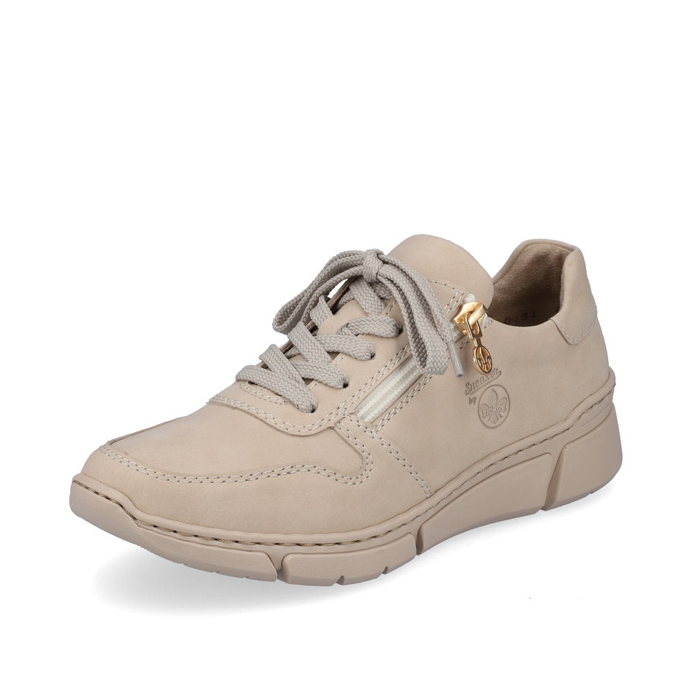 Rieker Women's shoes | Style M0131 Athletic Lace-up with zip - Beige