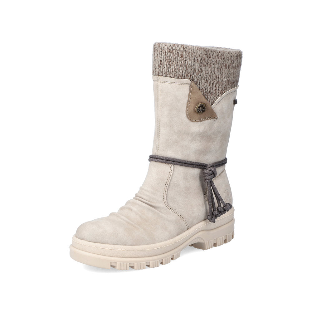 Rieker Synthetic leather Women's mid height boots | X8283-60 Mid-height Boots Flip Grip - Beige