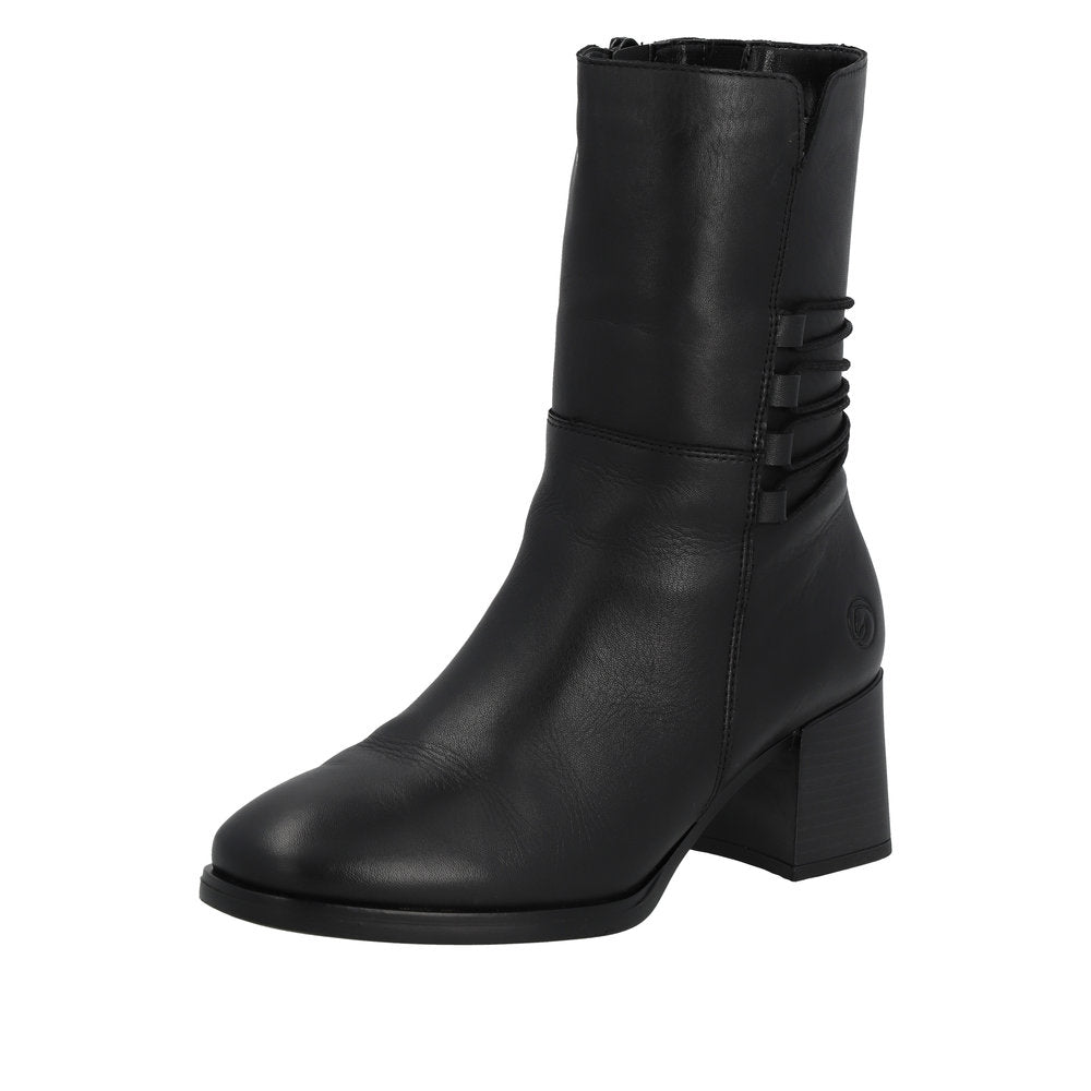 Remonte Leather Women's mid height boots| D0V71 Mid-height Boots - Black