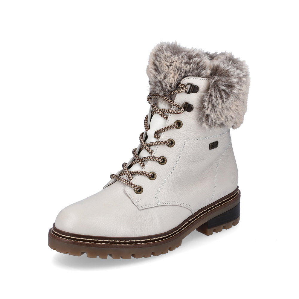 Remonte Leather Women's Short Boots| D0B74 Ankle BootsFiber Grip - White Combination