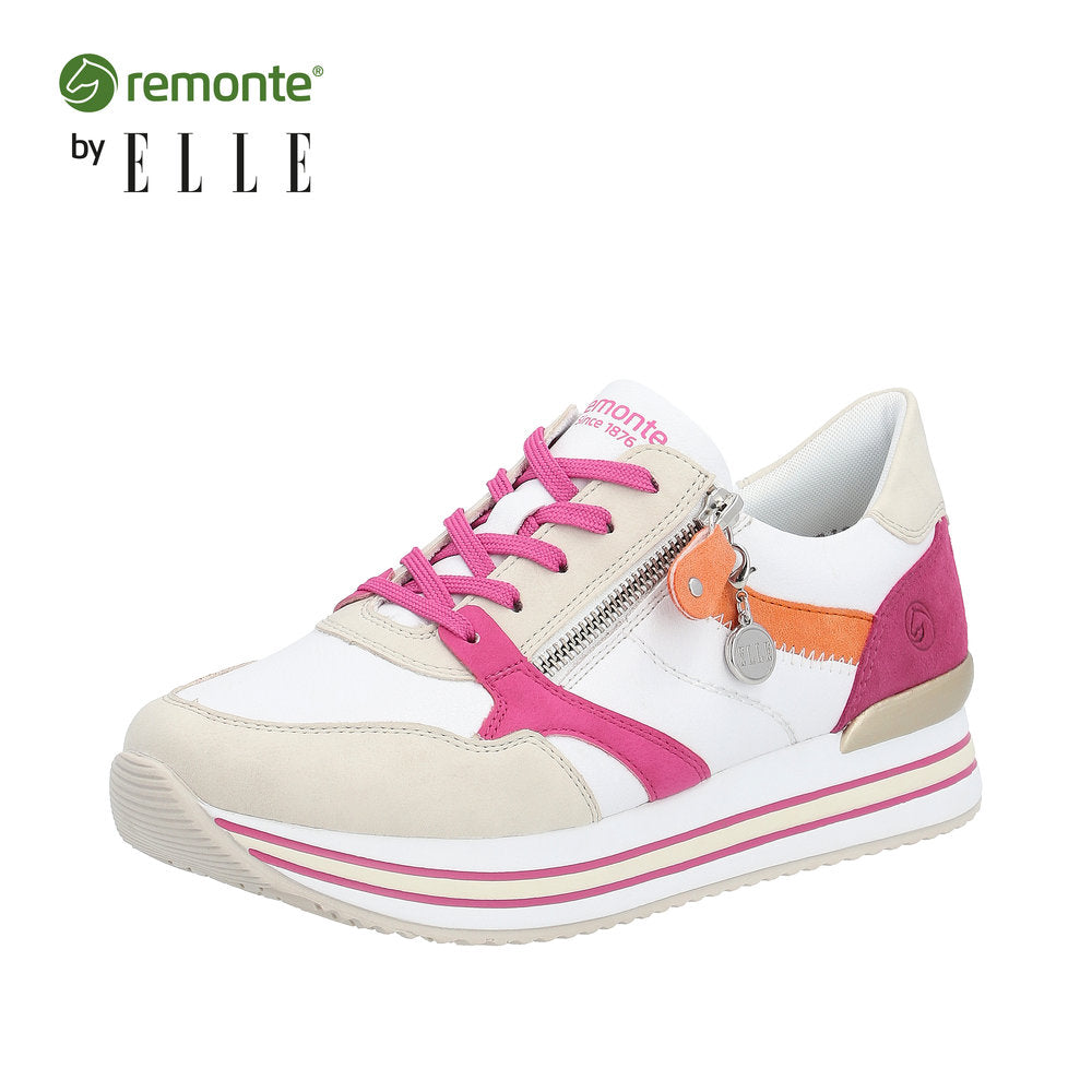 Remonte Women's shoes | Style D1323 Athletic Lace-up with zip - White Combination
