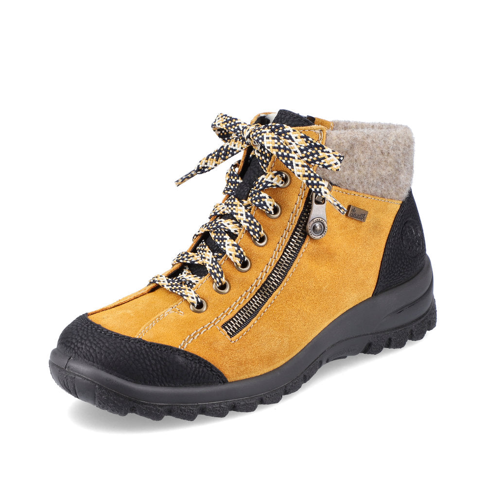 Rieker Suede leather Women's short boots| L7132 Ankle Boots - Yellow Combination