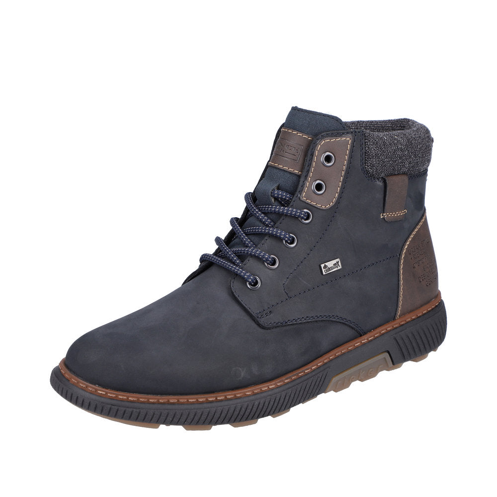 Rieker Suede Leather Men's Boots| B3343 Ankle Boots - Blue Combination