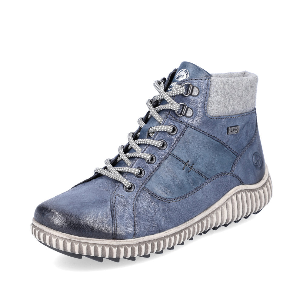 Remonte Leather Women's Mid Height Boots| R8276-01 Mid-height Boots - Blue Combination