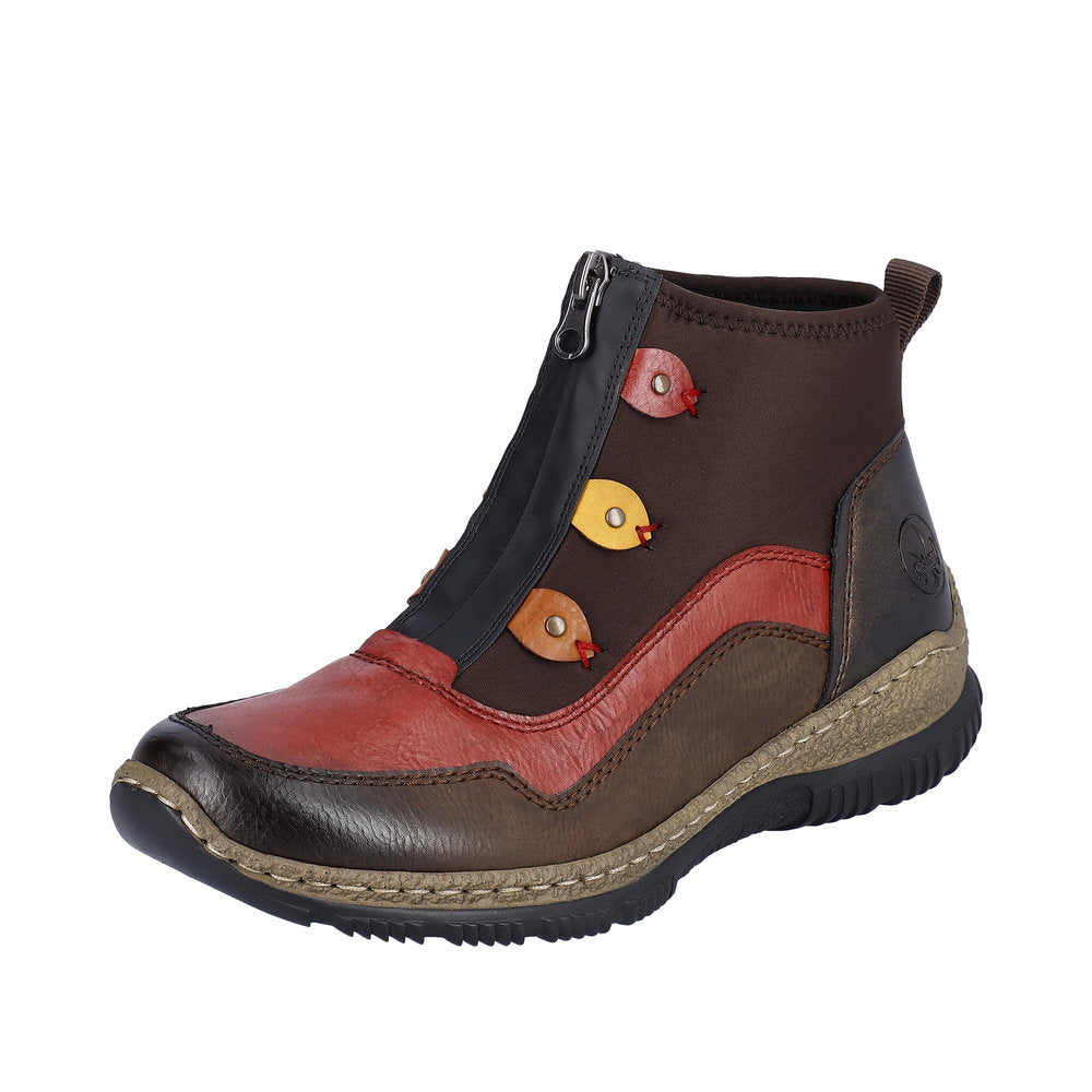 Rieker Synthetic Material Women's short boots| N3277 Ankle Boots - Brown Combination