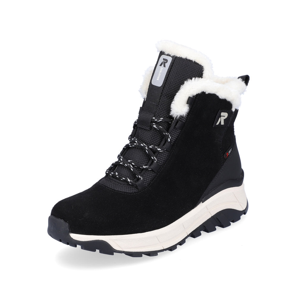 Rieker EVOLUTION Suede leather Women's Short Boots| W0060 Ankle Boots - Black