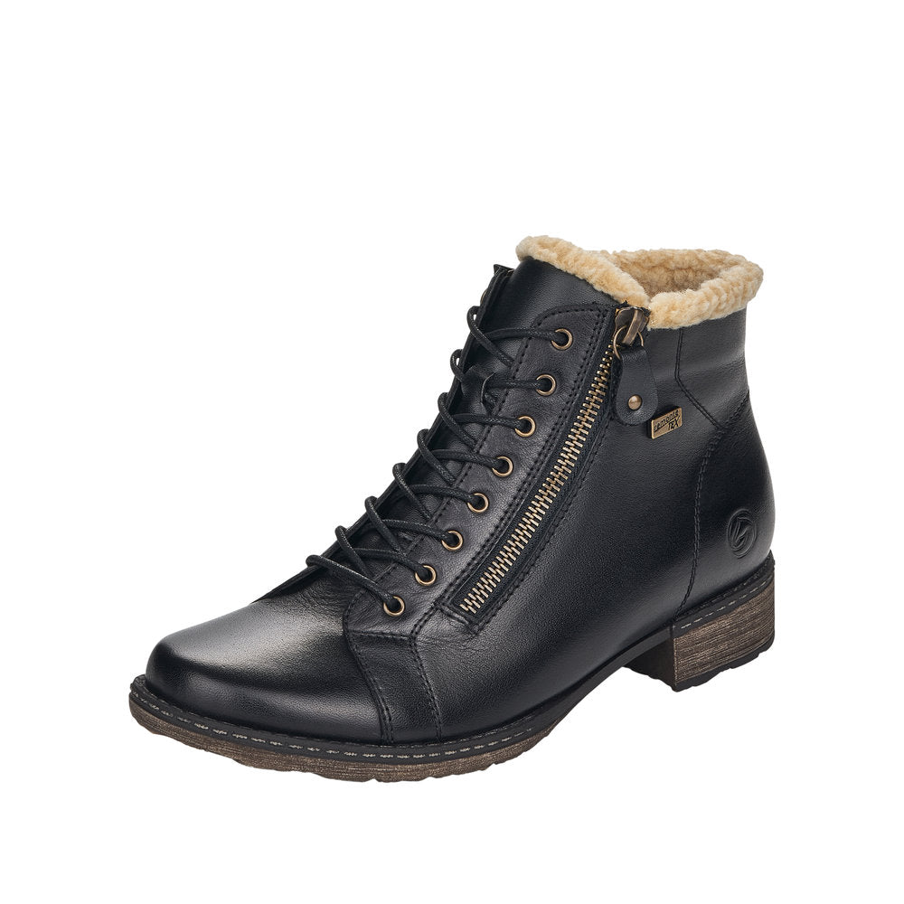 Remonte Leather Women's Mid Height Boots| D4372-01 Mid-height Boots - Black Combination