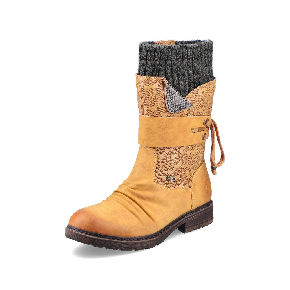 Rieker Synthetic leather Women's Mid height boots| 94783 Mid-height Boots - Yellow Combination