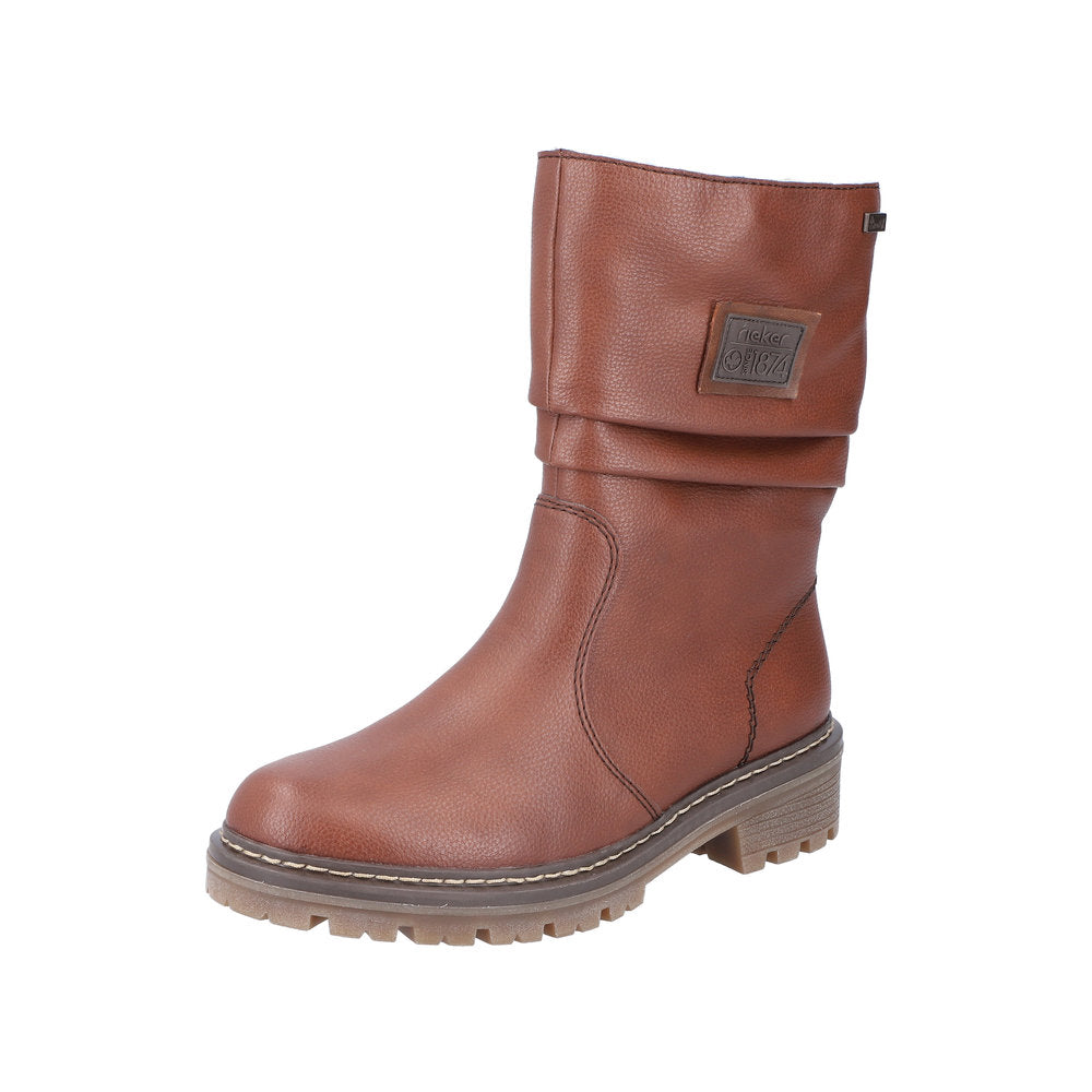 Rieker Synthetic Material Women's mid height boots| Y9260 Mid-height BootsFiber Grip - Brown