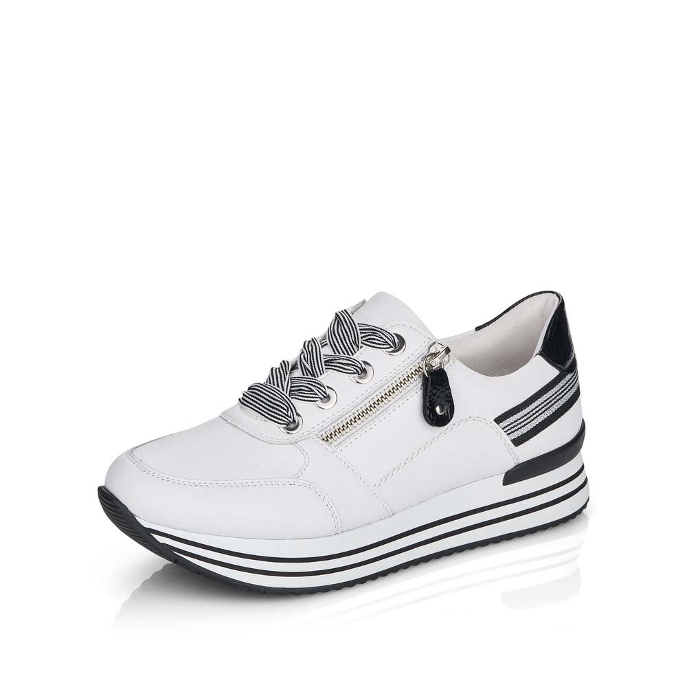 Remonte Women's shoes | Style D1312 Casual Lace-up with zip - White Combination