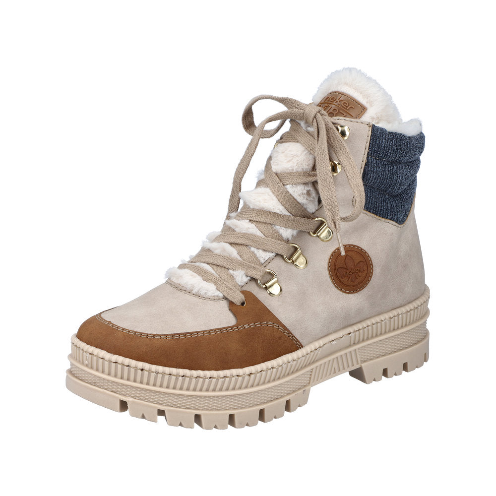 Rieker Synthetic Material Women's short boots| Z1810 Ankle Boots - Beige Combination