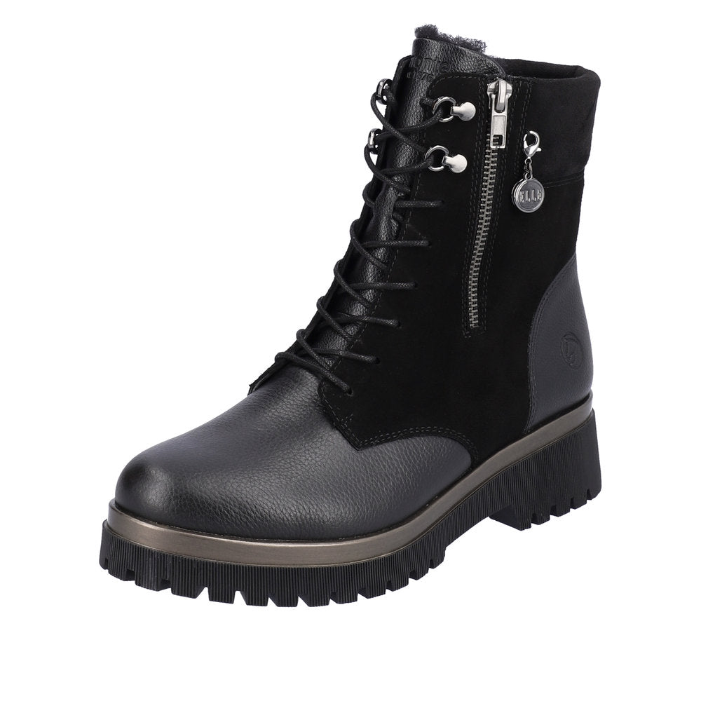 Remonte Suede Leather Women's Mid Height Boots| D1B73 Mid-height Boots - Black