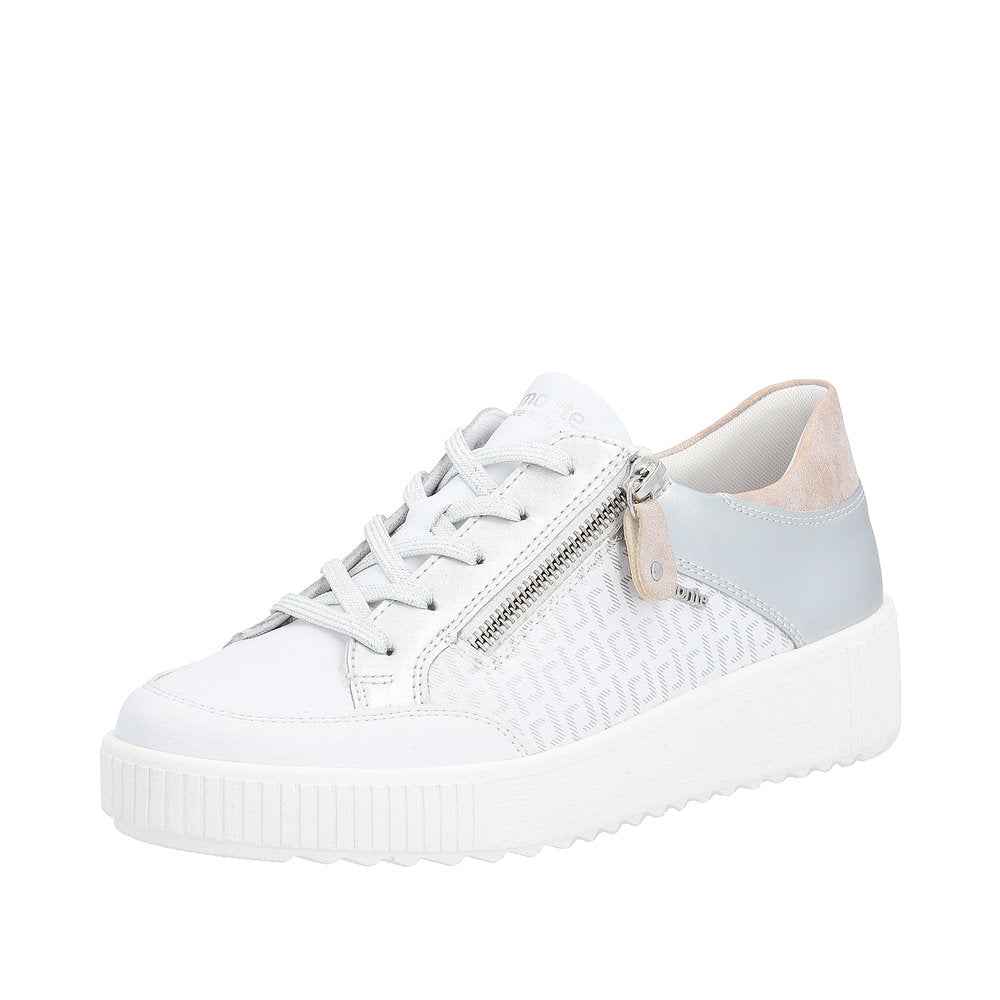 Remonte Women's shoes | Style R7901 Athletic Lace-up with zip - White