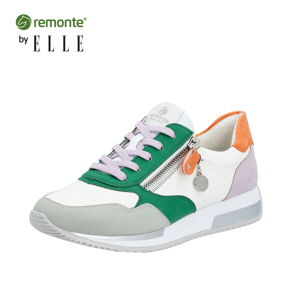 Remonte Women's shoes | Style D0H01 Athletic Lace-up with zip - White Combination