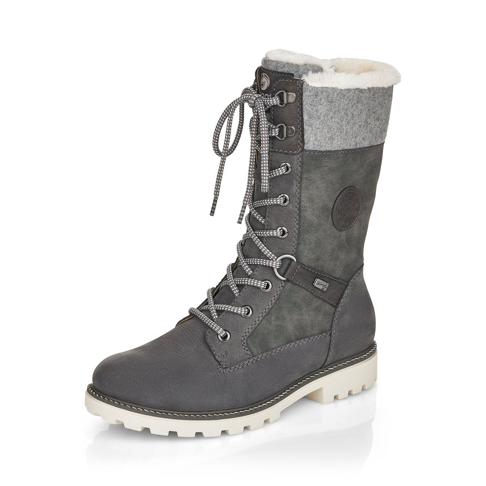 Remonte Suede leather Women's mid height boots| D8474-22 Mid-height Boots - Grey Combination