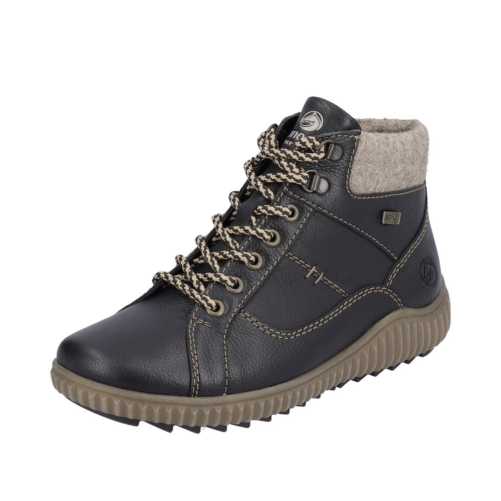 Remonte Leather Women's Mid Height Boots| R8276-01 Mid-height Boots - Black Combination