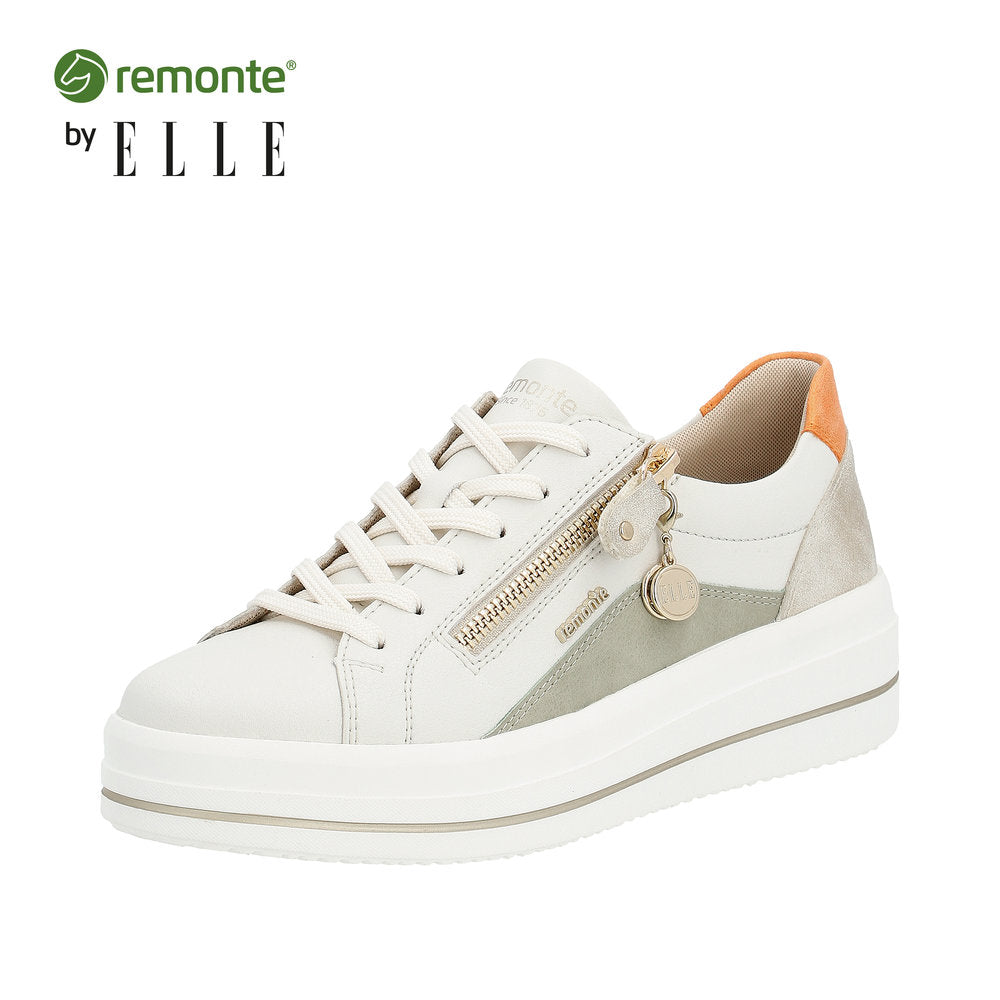 Remonte Women's shoes | Style D1C01 Athletic Lace-up with zip - White Combination