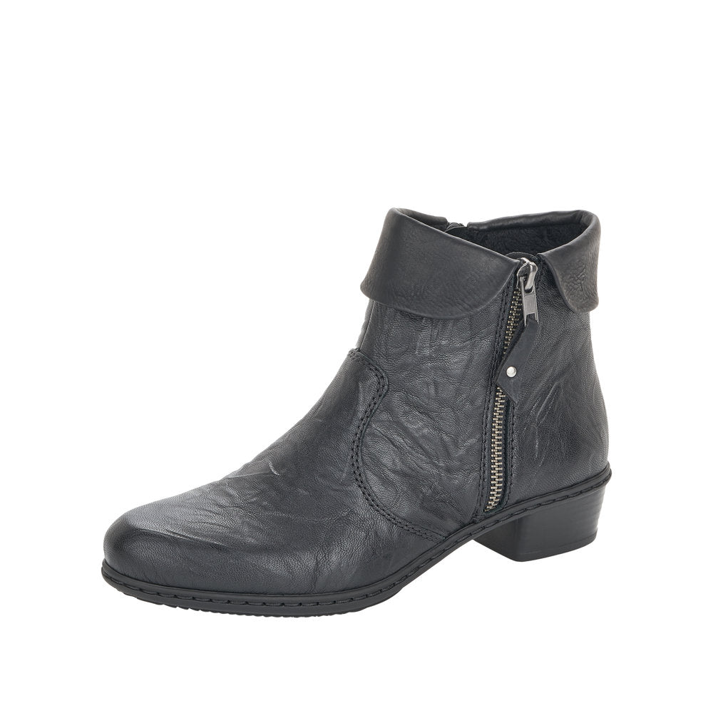 Rieker Leather Women's short boots| Y07A8 Ankle Boots - Black