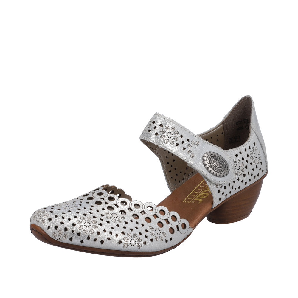 Rieker Women's shoes | Style 43753 Dress Open Shank - Silver\/Platinum