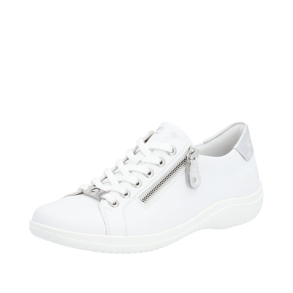 Remonte Women's shoes | Style D1E03 Athletic Lace-up with zip - White Combination