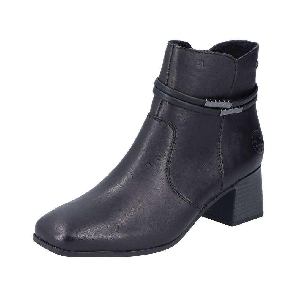 Rieker Leather Women's short boots| 70973 Ankle Boots - Black